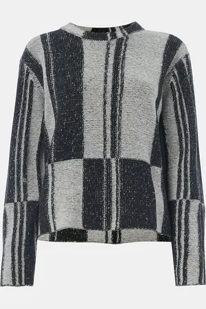 Whistles Block Stripe Wool Knit Black Jumper S