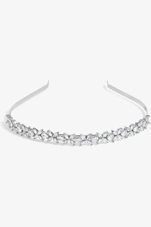 Jon Richard Tone Crystal Floral Print Single Row Headband One