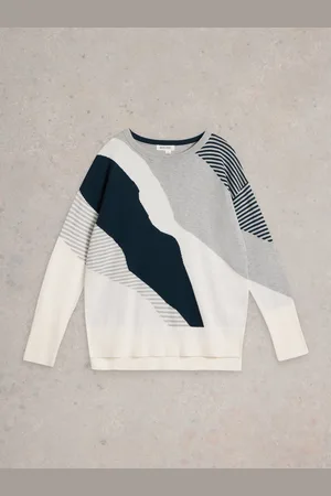 White Stuff Grey Olive Abstract Jumper AU 8