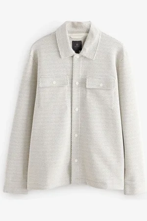 Next Two Tone Birdseye Texture Shacket with Poppers XL