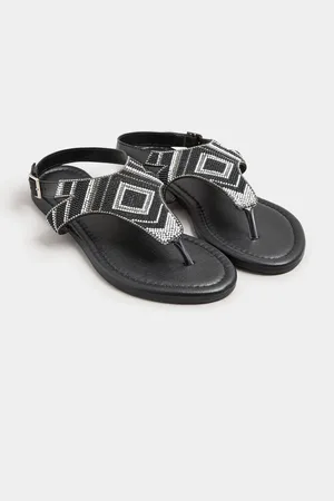Long Tall Sally Black Beaded Sandals AU 12 (EU 43)