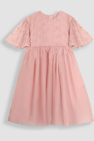 JoJo Maman Bébé Embroidered Lace Scallop Sleeve Flower Print Girl Dress 5