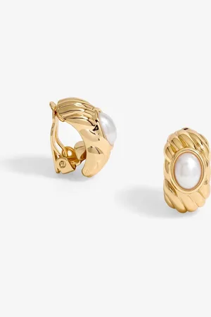 Jon Richard Gold Tone Ridge Pearl Clip Earrings One