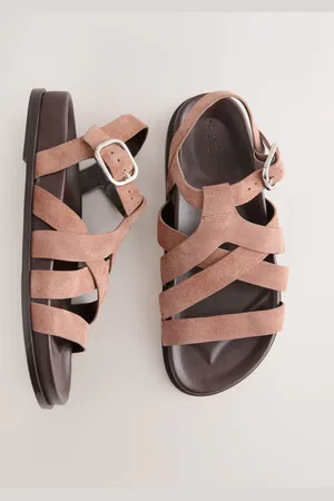 Next Blush Pink Suede Cross Strap Footbed Sandals AU 8 (EU 39)