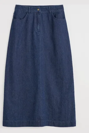 Seasalt Cornwall Cherry, Strawberry Tree Midi Denim Skirt AU 12