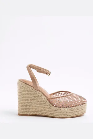 River Island Pink Closed Toe Embellished Wedge Sandals AU 7 (EU 38)