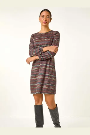 Roman Heart Print Swing Stretch Dress AU 20