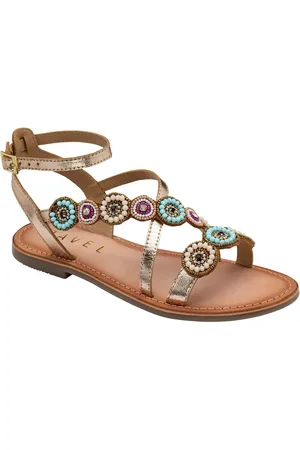 Ravel Gold Leather Flat Sandals AU 5 (EU 36)