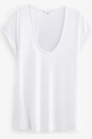 Next White Premium Modal Rich Short Sleeve Scoop Neck T-Shirt AU 12 Tall
