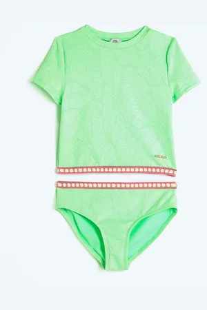 River Island Green Girls Palm Textured T-Shirt Bikini 11