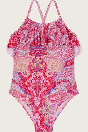 Monsoon Orange Paisley Frill Swimsuit 11