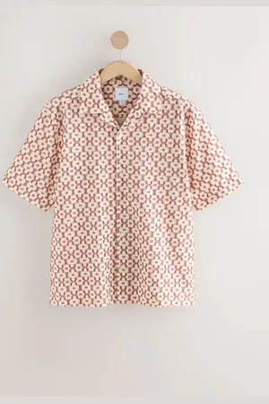 Next Trellis Textured Short Sleeve 100% Cotton Shirt XS