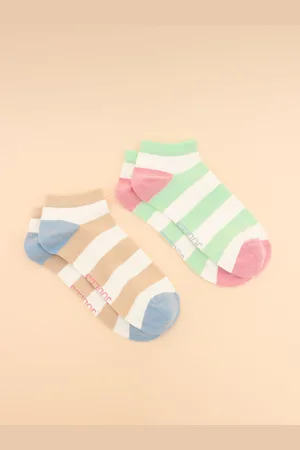 Joules Rilla Cream/Blue Pack of Two Trainer Socks One
