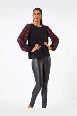 Roman Purple Sequin Sleeve Stretch Top AU 16