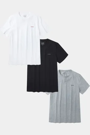 Aubin White/Black/Grey Hemingbrough T-Shirts 3 Pack S