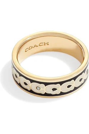 Coach Gold Tone Signature Band Ring M