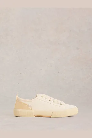 White Stuff Natural Pippa Canvas Lace Up Trainers AU 7 (EU 37.5)