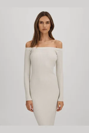 GOOD AMERICAN Ribbed Off The Shoulder Maxi Dress L