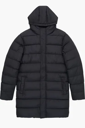 French Connection Black Row Long Length Parka Coat L