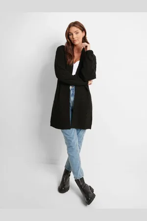 Threadbare Black Ladies Rozanna Cable Detail Cardigan AU 8