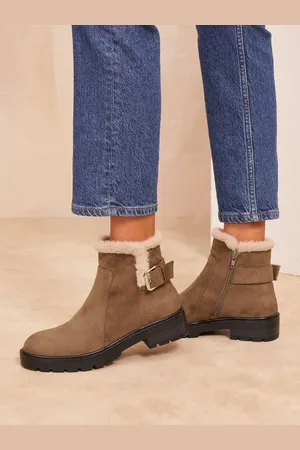 Friends Like These Brown Standard fit Flat Buckle Detail Casual Faux Suede Chelsea Boots AU 10 (EU 41)