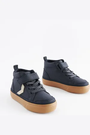 Next Navy Blue Standard Fit (F) Elastic Lace Touch Fastening Chevron Boots AU 6.5 (EU 23.5)
