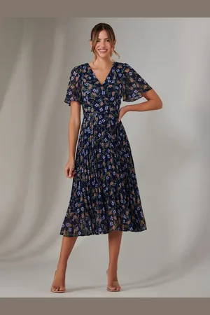 Jolie Moi Chiffon Pleated Wrap Midmaxi Dress AU 18