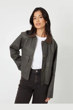 Threadbare Green Waxed Jacket with Concealed Hood AU 14