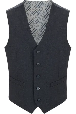 Remus Blue Tapered Fit Stretch Waistcoat 42 R