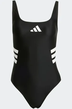 adidas Black 3 Stripe U Back Swimsuit 36