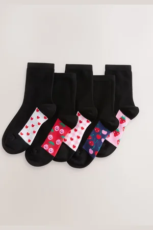 Next Black Fruit 5 Pack Cotton Rich Footbed Ankle School Socks UK 4