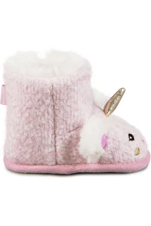 Totes Pink Childrens Toddler Unicorn Bootie Slippers 12