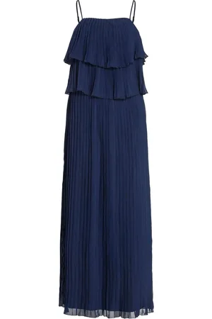 VILA Chiffon Ruffle Pleated Maxi Occasion Dress AU 10