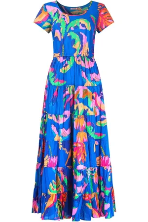 Joe Browns Tropical Print Crinkle 100% Cotton Dress AU 16