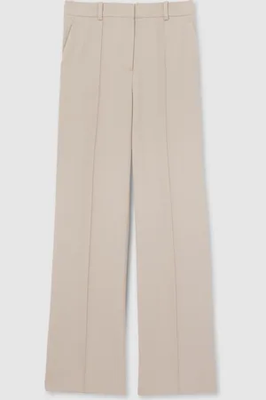 Reiss Neutral Brittany Straight-Leg Textured Wool-Blend Suit Trousers AU 14 L