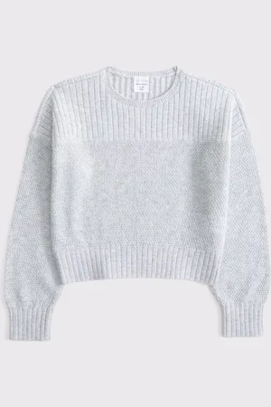 Abercrombie & Fitch Grey Crew Neck Stripe Knitted Jumper 15