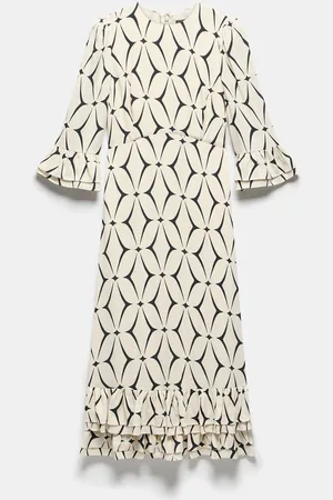 mint&berry Geometric Print Ruffle Midi Dress AU 8