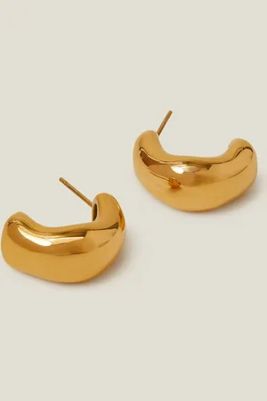 Accessorize Gold Tone 14ct Stainless Steel Molten Hoop Earrings One