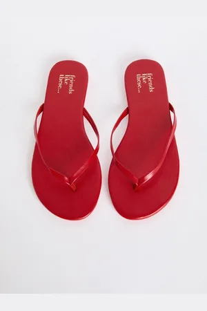 Friends Like These Red Standard Fit Toe Thong Faux Leather Flip Flops AU 7 (EU 38)
