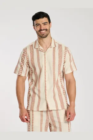 South Beach 100% Cotton Jacquard Short Sleeve Shirt