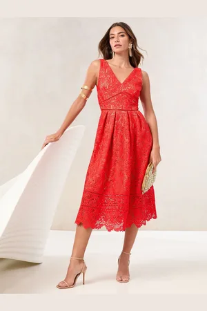 Lipsy London Premium Lace V-Neck Prom Midi Dress AU 16