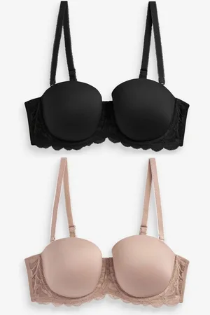 Next Black/Praline Nude Light Pad Strapless Multiway Bras 2 Pack A-E 38 DD