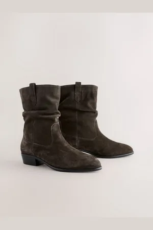 Next Mink Brown Suede Standard/Wide Fit Forever Comfort Slouch Ankle Boots AU 10 (EU 42)