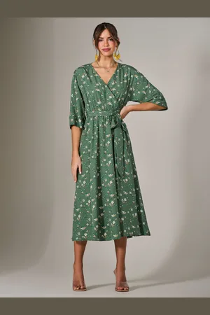 Jolie Moi Tie Front Half Sleeve Midi Dress AU 8