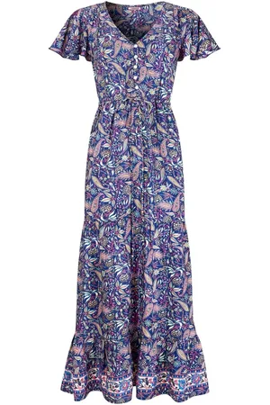 Joe Browns Boho Paisley Printed Frilly Sleeve Tiered Maxi Dress AU 14