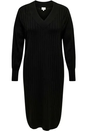 ONLY Curve V-Neck Midi Knitted Jumper Dress AU 22-24