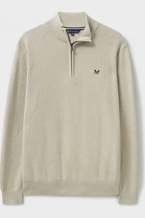 J.Crew Company Moss Stitch Half Zip Brown 100% Cotton Jumper XXL