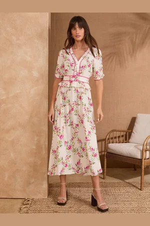 Love & Roses Peplum Tea Midi Dress AU 10