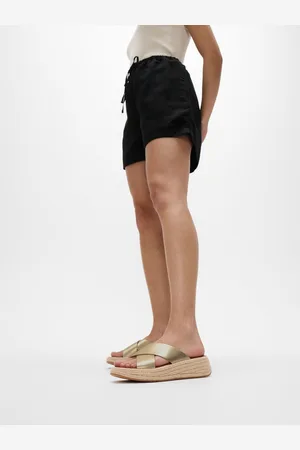 FitFlop F-mode Espadrille Leather Flatform Cross Black Sandals AU 10 (EU 42)