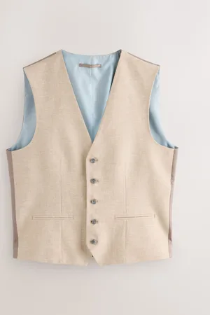 Next Stone Textured Linen Suit Waistcoat 40 L